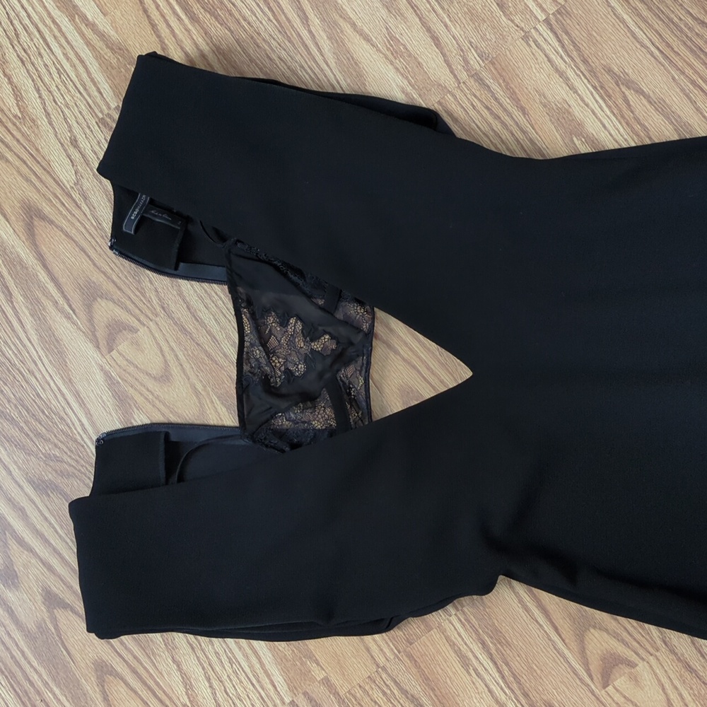 BCBG Black Plunge Neck Sleeveless Cocktail Gown - Picture 6 of 12